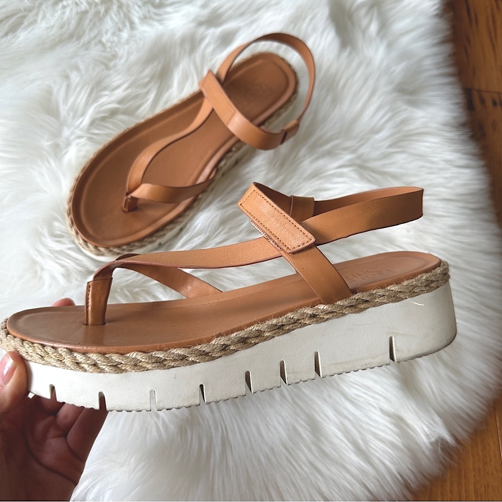 Franco Sarto Women's Josette Espadrille Wedge Chunky Leather Sandal
